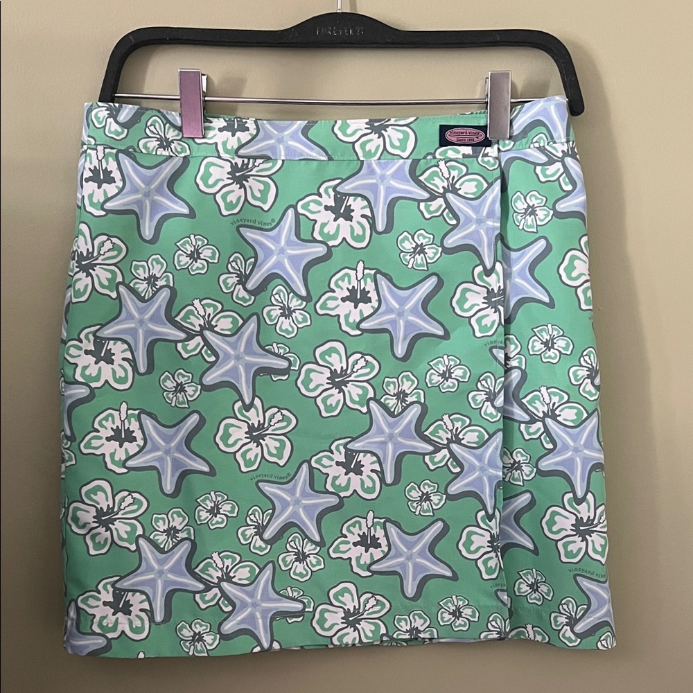 Vineyard Vines Green and Purple Floral Mini Skirt